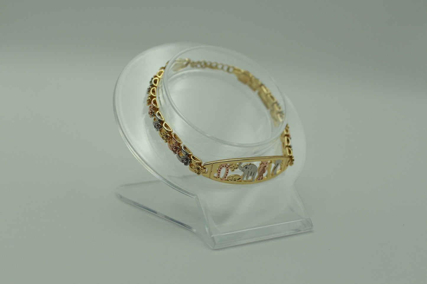 Gold-Plated 18K Bracelet with Elephant And Multicolor Symbolic Accents