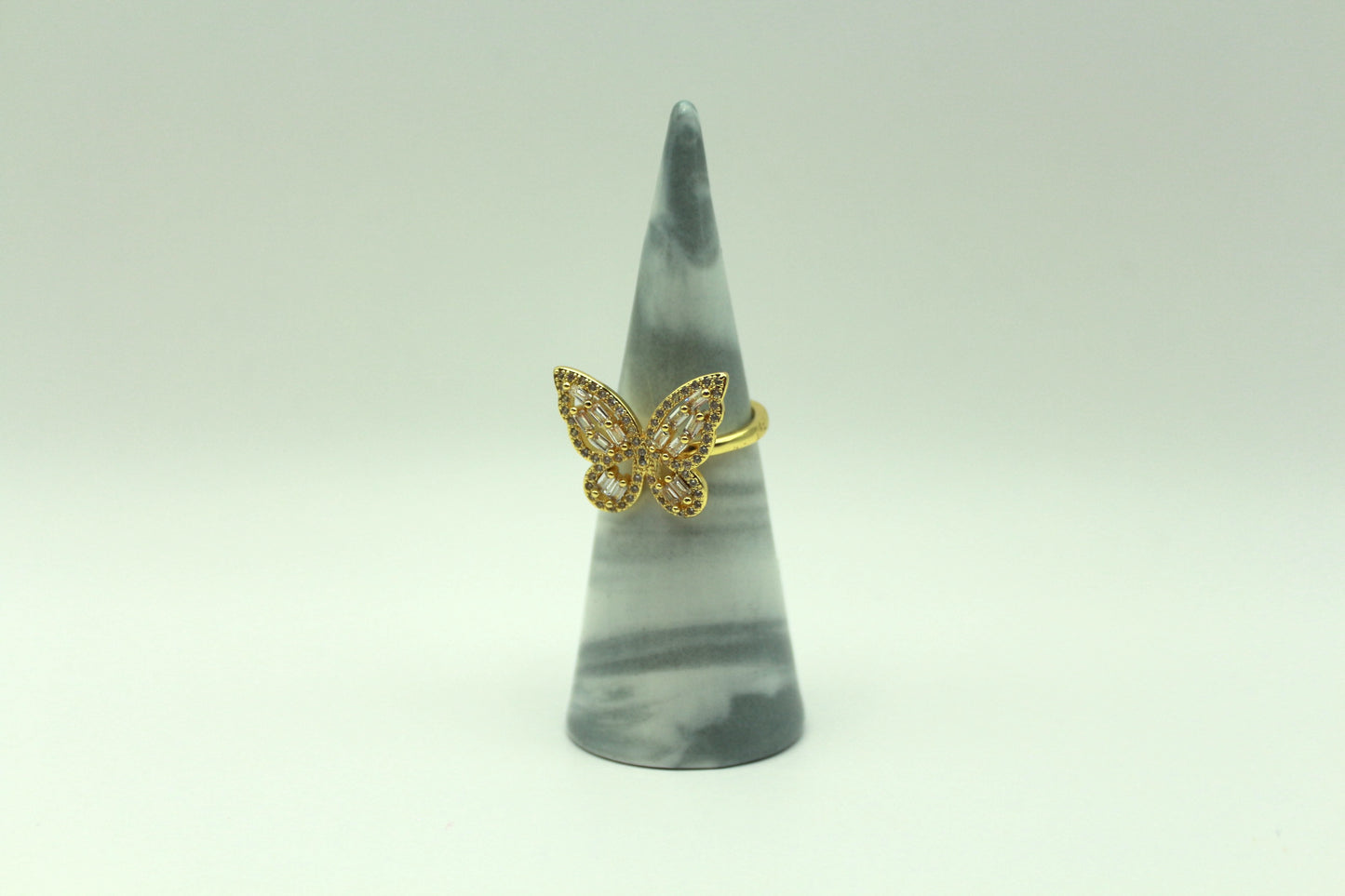 Gold-Plated 18K Baguette Butterfly Ring