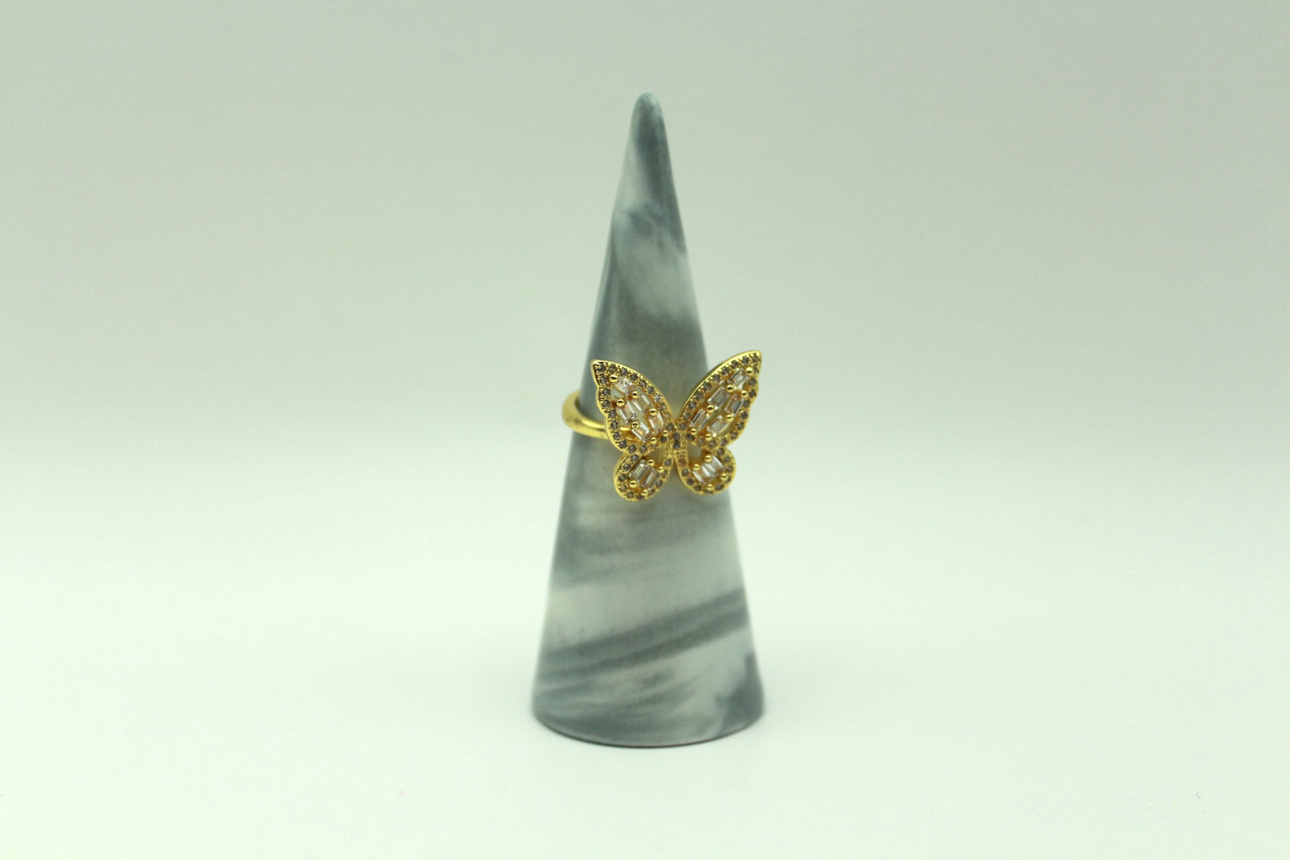 Gold-Plated 18K Baguette Butterfly Ring