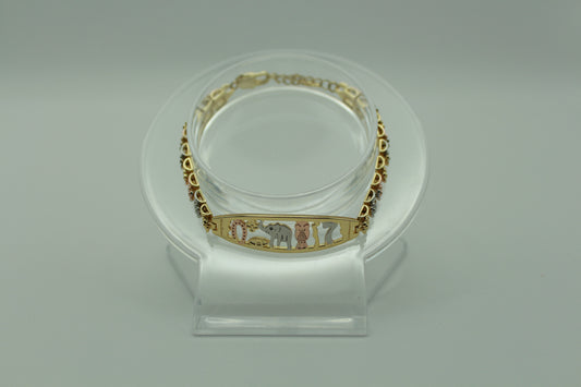 Gold-Plated 18K Bracelet with Elephant And Multicolor Symbolic Accents