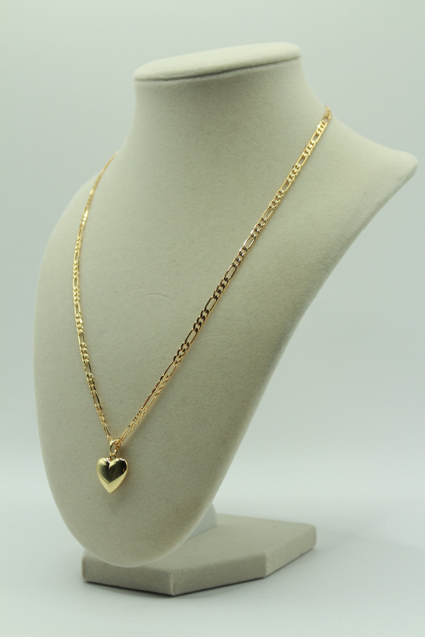 Gold Plated Double-Sided Heart Pendant - Polished Front and Filigree Back Design